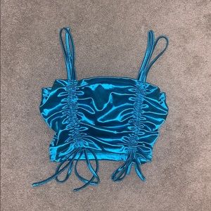 Blue crop top with ties